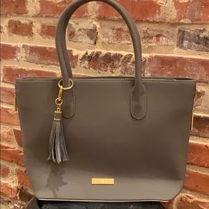 Joy & Iman grey tote with gold zippers